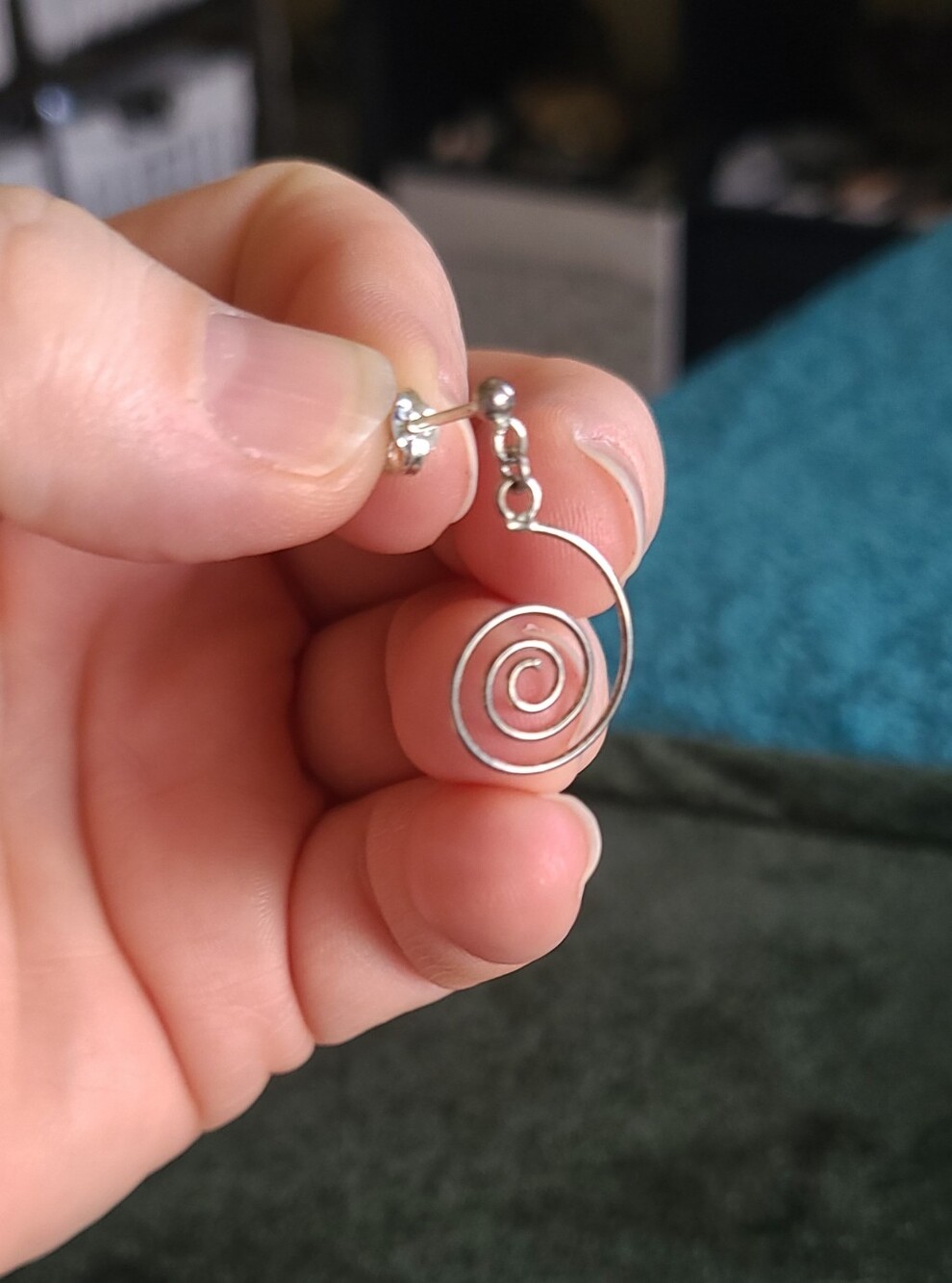 Single Spiral Drop Earring in Sterling Silver